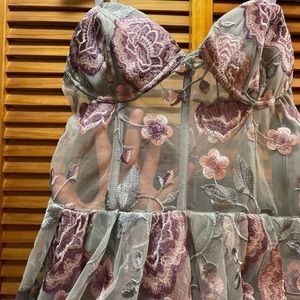 Beautiful flower lace grey dress